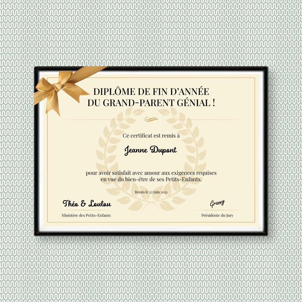 Le diplôme du meilleur Grand-Parent est attribué à …